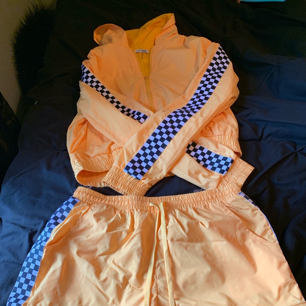 Yellow checkered Short Set